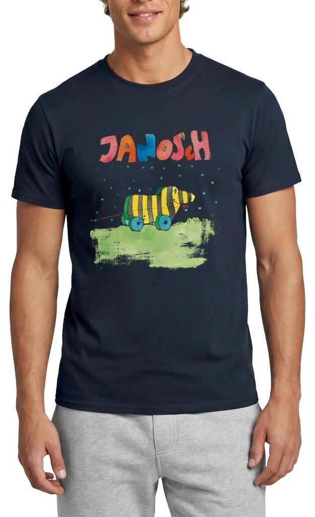 Spreadshirt Janosch Tigerente Schriftzug Männer T-Shirt, XXL, Navy