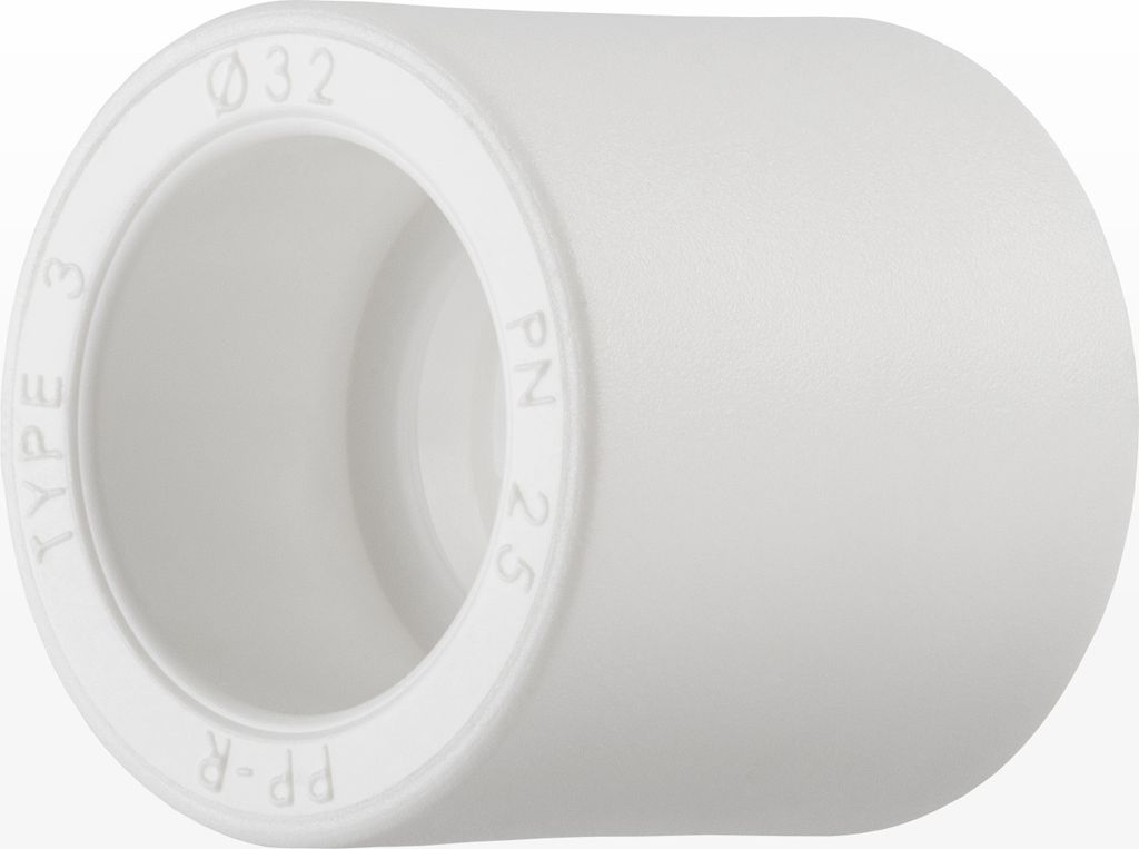 Ø 32mm, PPR Aqua Plus Muffe in Weiß | Wasserrohr, Heizungsrohr Klimaleitung Fusiotherm