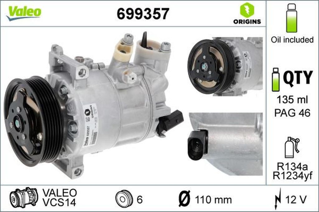 Kompresor klimatyzacji VALEO 699357 Zdjęcie produktu 