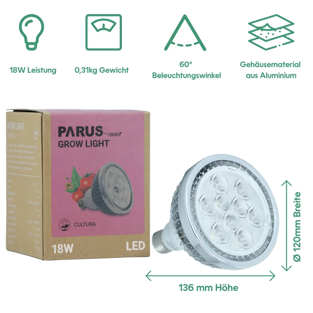 Éclairage pour Plantes d'Intérieur Parus E27 Spectre Complet LED 15W - 6