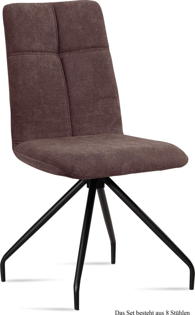 Esszimmerstuhl (8er-Set) Detava 47x92x60 Schwarz/Braun
