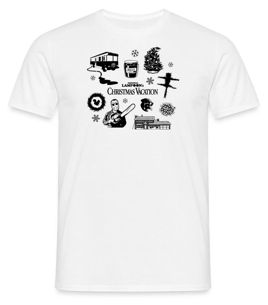 Spreadshirt Schöne Bescherung Symbole Des Films In Schwarz Männer T-Shirt, M, Weiß