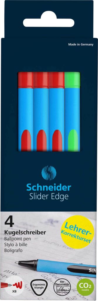 SCHNEIDER Kugelschreiber Slider Edge XB 4er Stiftebox, Lehrer-Korrekturset