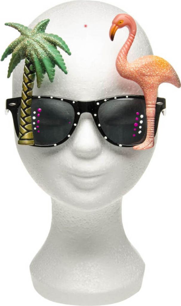 Hawaii Brille mit Palme und Flamingo - inkl. UV-Schutz