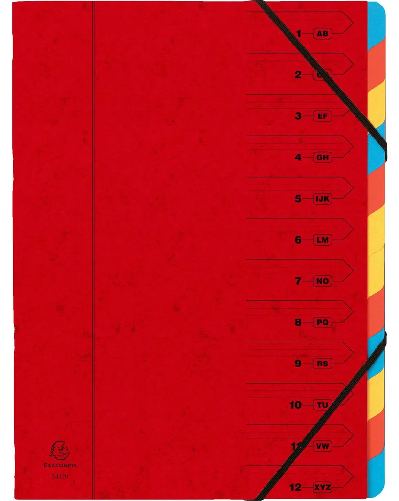 Trieur Rouge 12 Compartiments Haute Résistance Exacompta Lot de 8 Unités