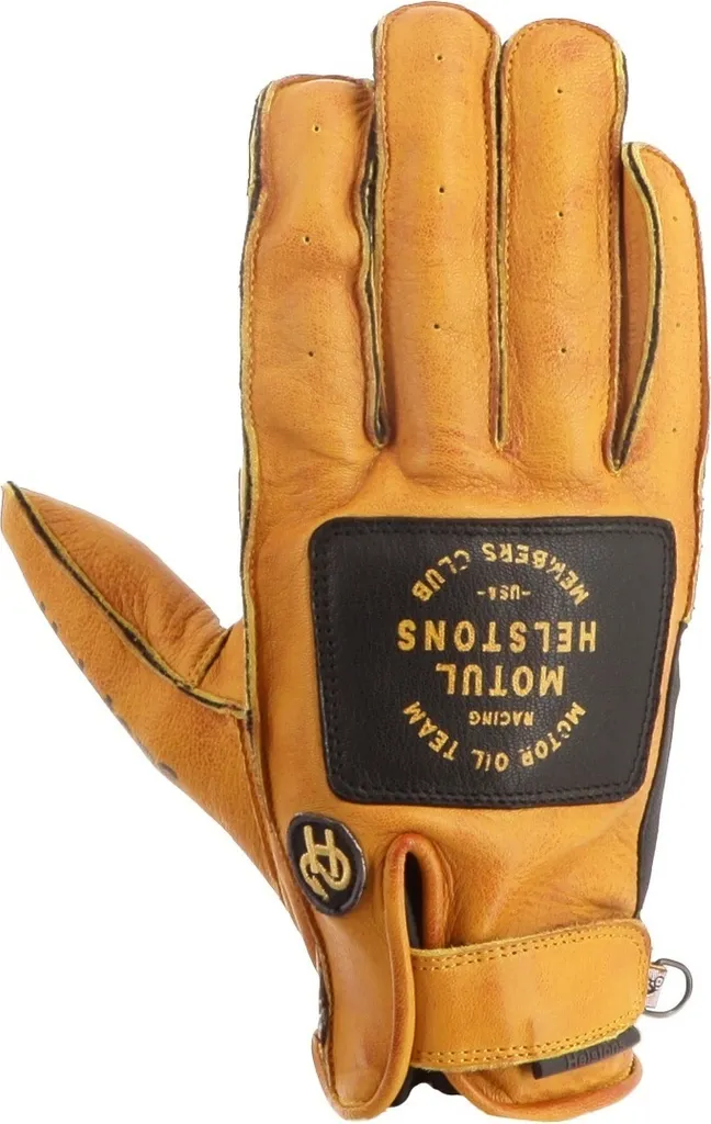 Gants moto Helstons Motul cuir or avec paume renforcée aramide taille 8