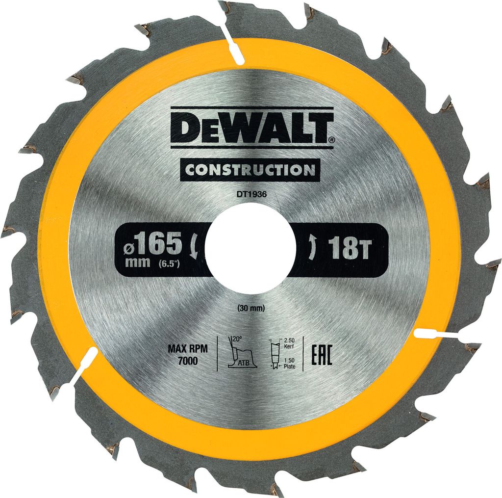 DeWalt Kreissägeblatt Handkr. 165/30 mm 18WZ