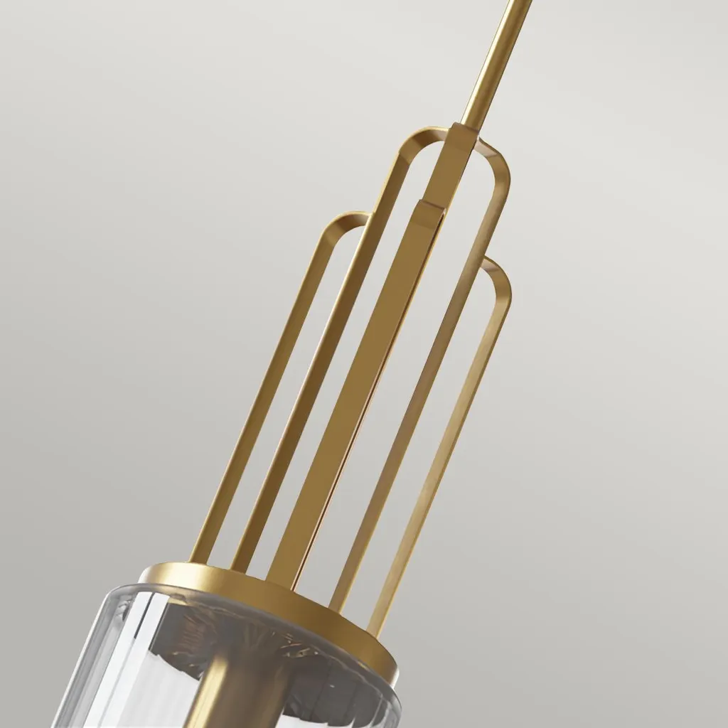 Elstead Kimrose Suspension E27 Laiton Naturel et Verre Strié Clair