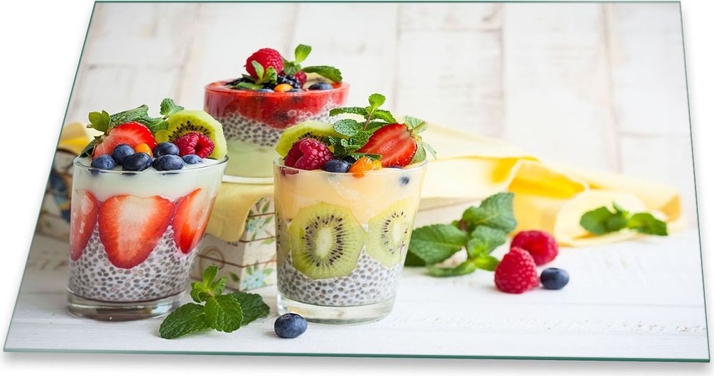 Herdabdeckplatte Glaskeramik 1 Teilig 80x52 Obst Bunt Abdeckung Glas Spritzschutz Deko