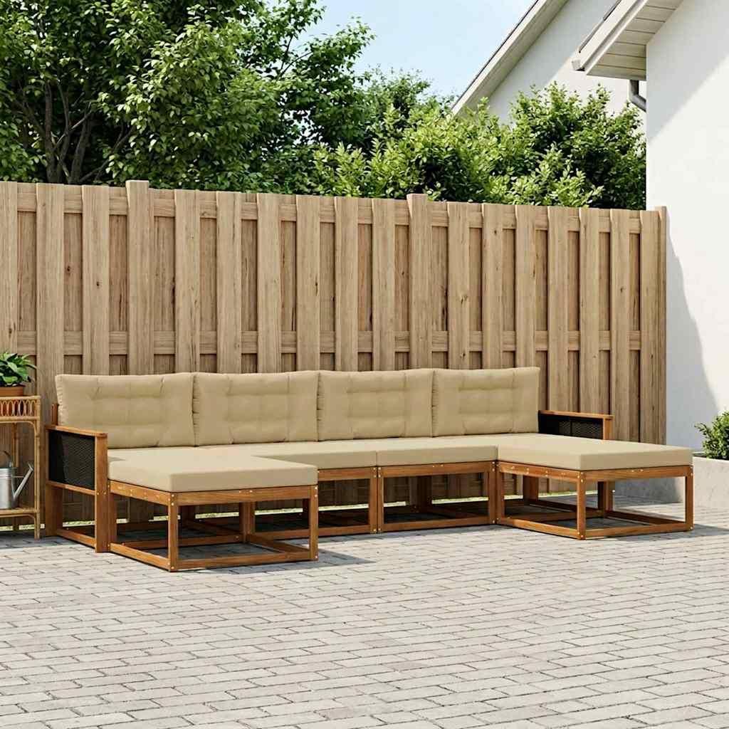 Möbel Outdoor-Sofagarnitur mit Kissen 6 pcs Natur und BeigeGartensofas - Gartensofas c980