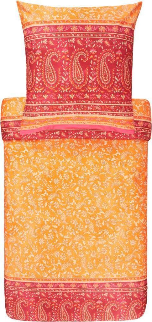 Bassetti Mako-Satin Bettwäsche-Garnitur COMO Farbe ORANGE O1 Größe 200x200cm+2x80x80