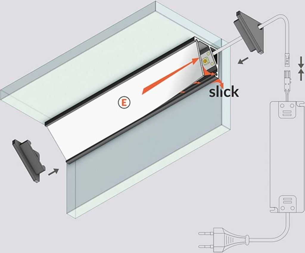 Aufbau-Eckprofil 30° & 60° 200cm Alu-eloxiert ohne Abdeckung