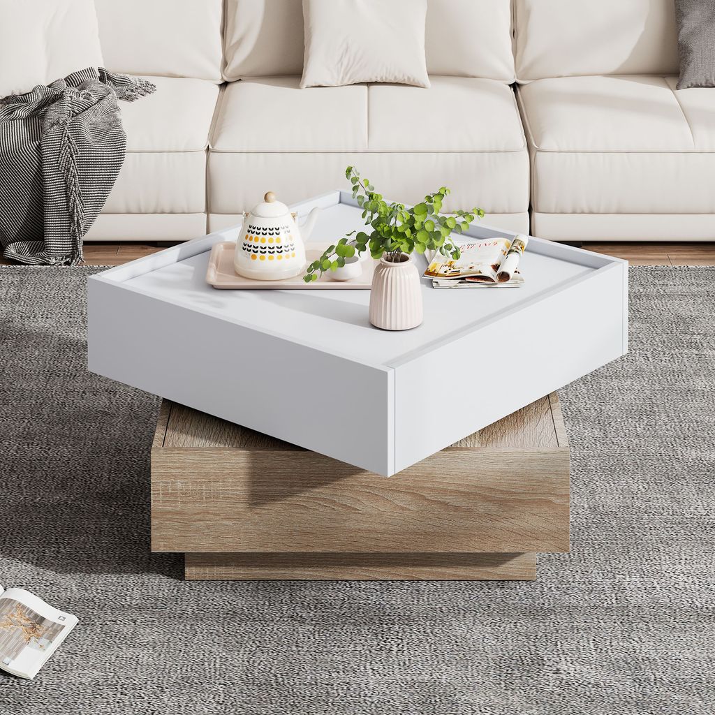 MODFU Table Basse - Double Plateau et 2 Tiroirs avec Image du produit 