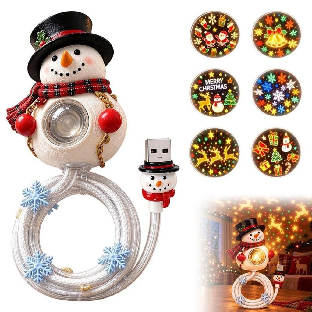 Schneemann Projektor Weihnachten, USB Weihnachtsprojektor Produktbild 