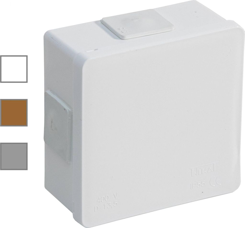 Aufputzdose, hermetisch, weiß, 86x86x40 IP55, Viplast 00101