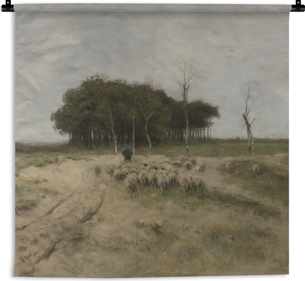 MuchoWow Wandteppich Wandbehang Heide bei Laren - Gemälde von Anton Mauve 60x60 cm Tapisserie Dekoration Wandtuch - Dekorationen - Wand Decke