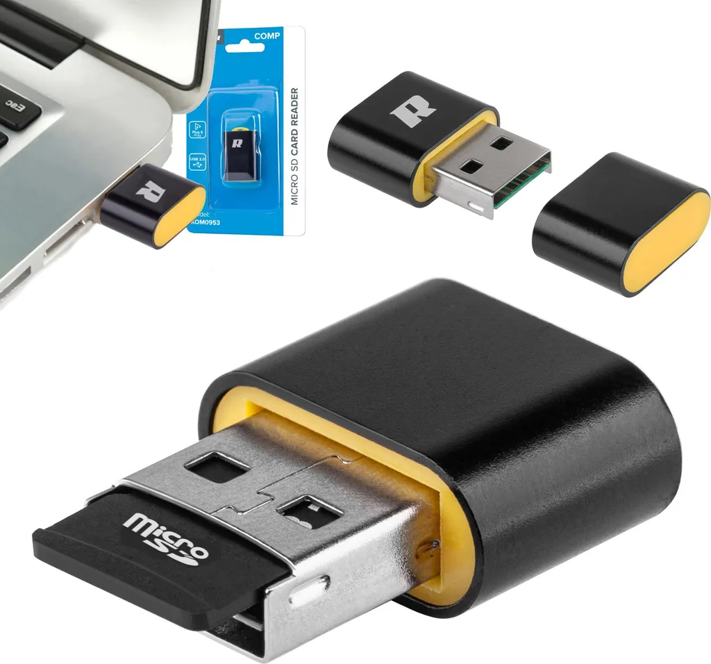 Rebel Comp R60 Lettore di Schede Micro SD USB 2.0 | Mini Card Reader 480Mb/s