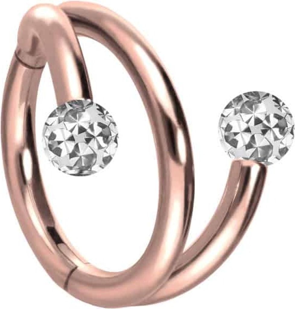 Ohrpiercing, Nasenpiercing, Septum Piercing Titan Segmentring Clicker mit Innengewinde 3 RINGE + 2 EPOXY-KUGELN RoséGold Innendurchmesser: 10mm | ...