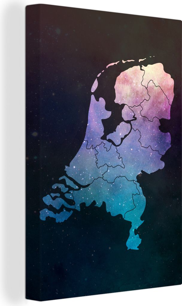 OneMillionCanvasses - Leinwandbilder - 90x140 cm, Karte von Europa - Niederlande - Sternenhimmel, Wandbilder Kunstdruck Wanddekoration - Wandschm...