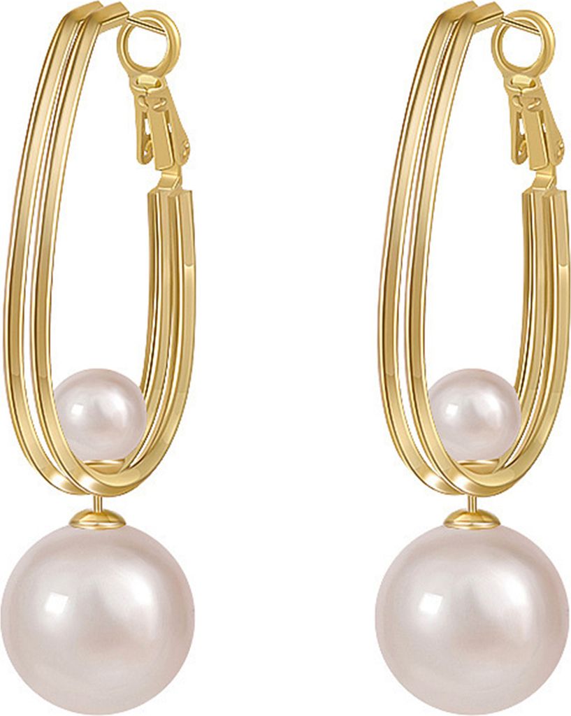 1 Paar Damen-Huggie-Ohrringe, hohle Kunstperlen, antiallergisch, leicht, Ohrschmuck, Schmuck für Abschlussball, Cocktailparty, Hängeohrringe, bau...