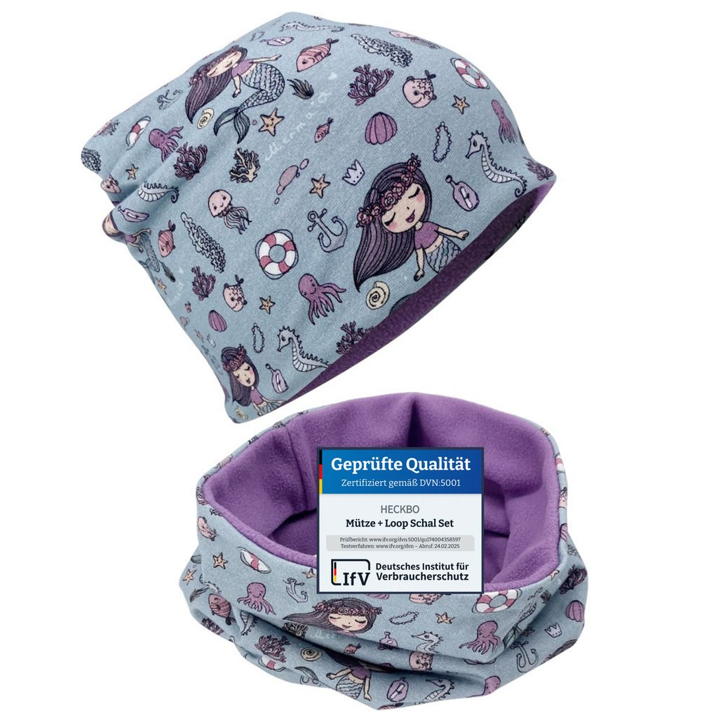 Heckbo Mütze & Schal Set Meerjungfrau - Wintermütze