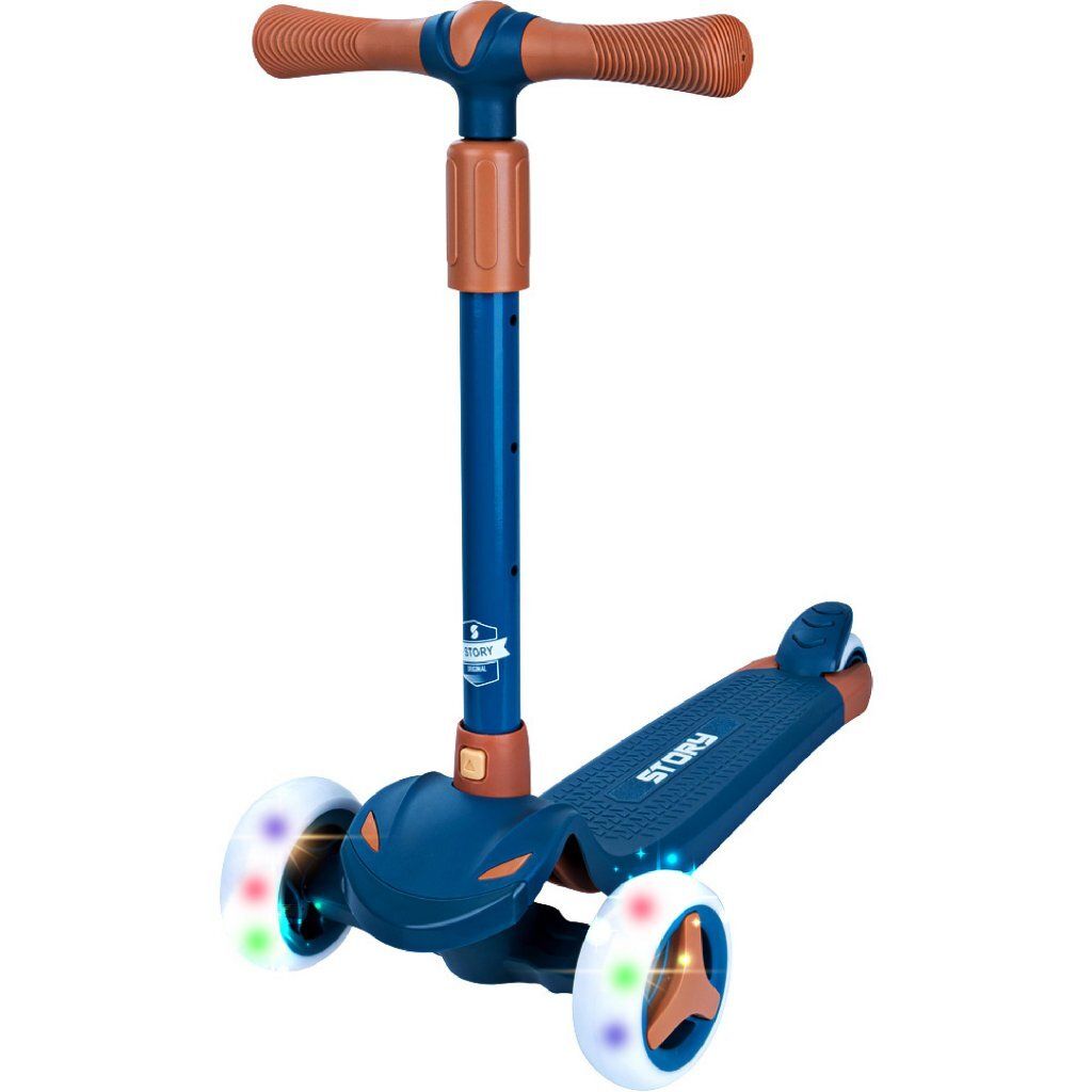 Dreirädriger Kinderroller Story Mini Friends mit LED-Rädern Roller, blau