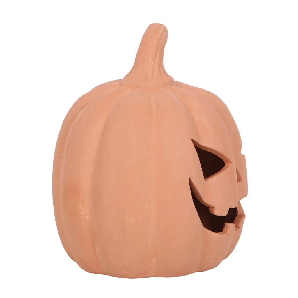 Citrouille Décorative d'Automne en Terre Cuite Brune - Objet Halloween - 3
