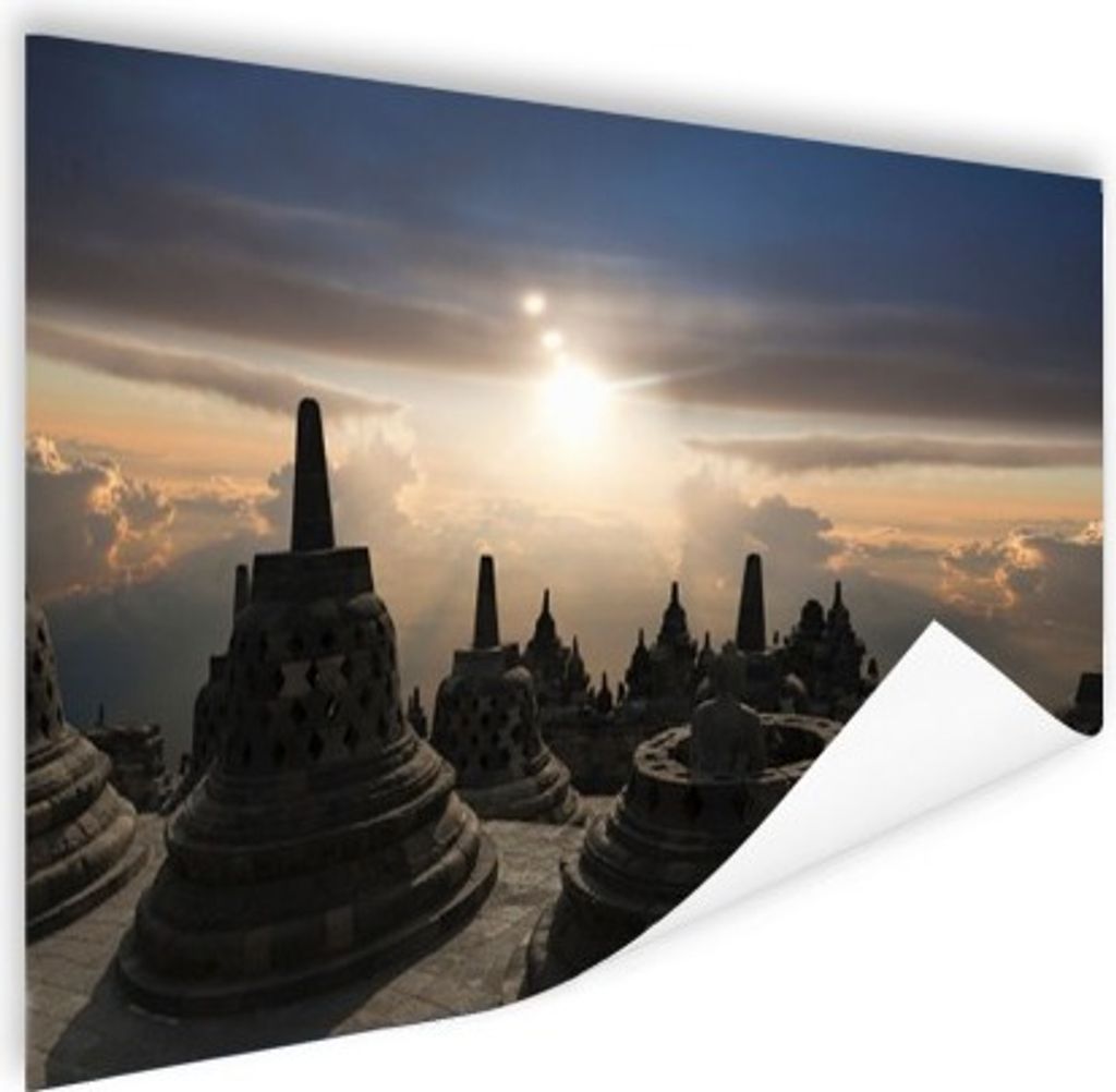 MuchoWow Poster Borobudur bei Sonnenuntergang 120x80 cm - Bilder