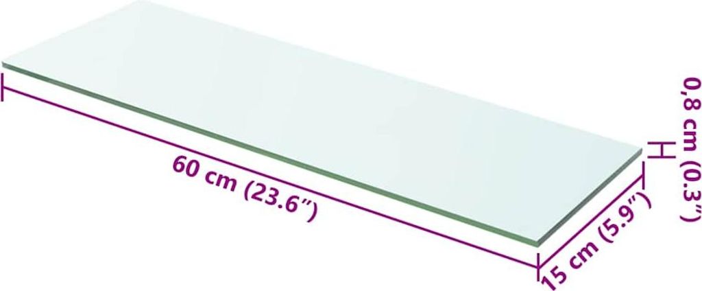 vidaXL Regalboden Glas Transparent 60x15 cm