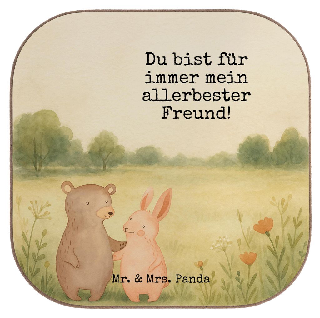 Mr. & Mrs. Panda Untersetzer für Gläser Bär und Hase Umarmen Design - Weiß - Geschenk, Glas, gläseruntersetzer, Immer, Freunde, BFF, Freundin,...