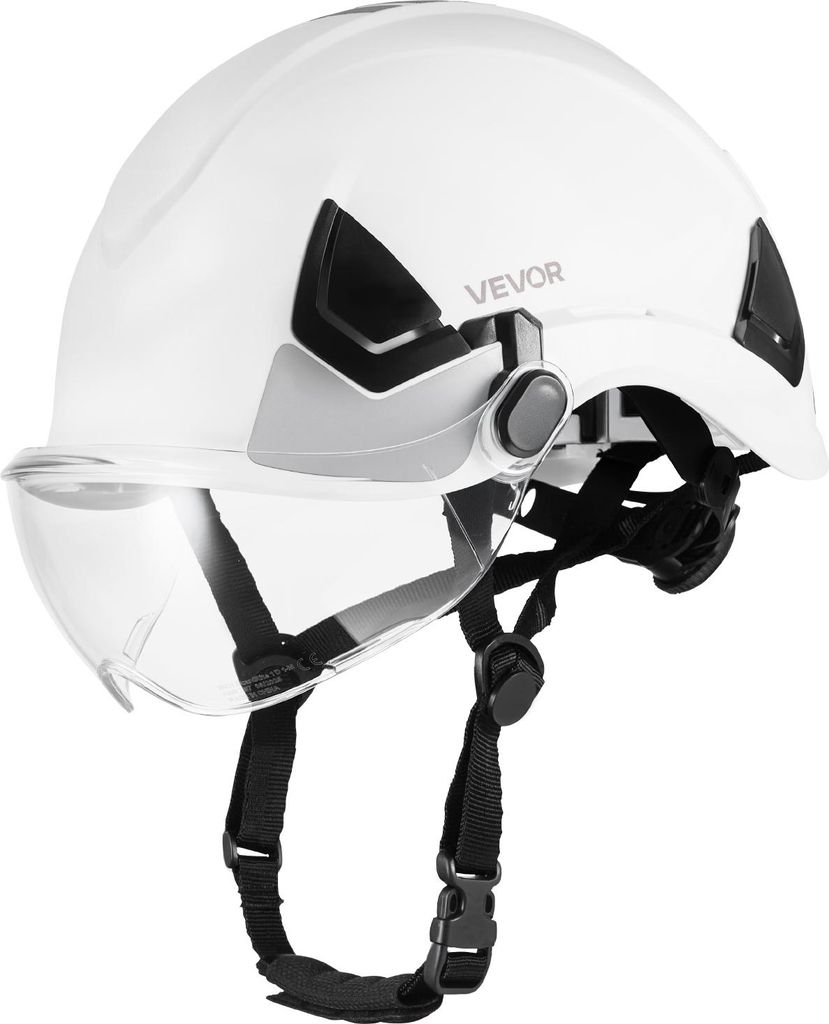 VEVOR Schutzhelm ANSI/ISEA Z89.1-zugelassener Sicherheitshelm mit Visier & 6-Punkt-Ratschenaufhängung, verstellbarer Industriehelm belüfteter Bau...