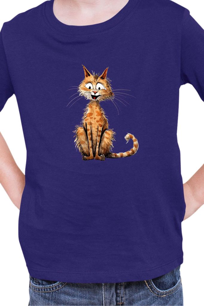 Kinder T-Shirt Funny Cats Breeds Cheetoh Cat, 9-11 Jahr - 140 / Dunkelblau