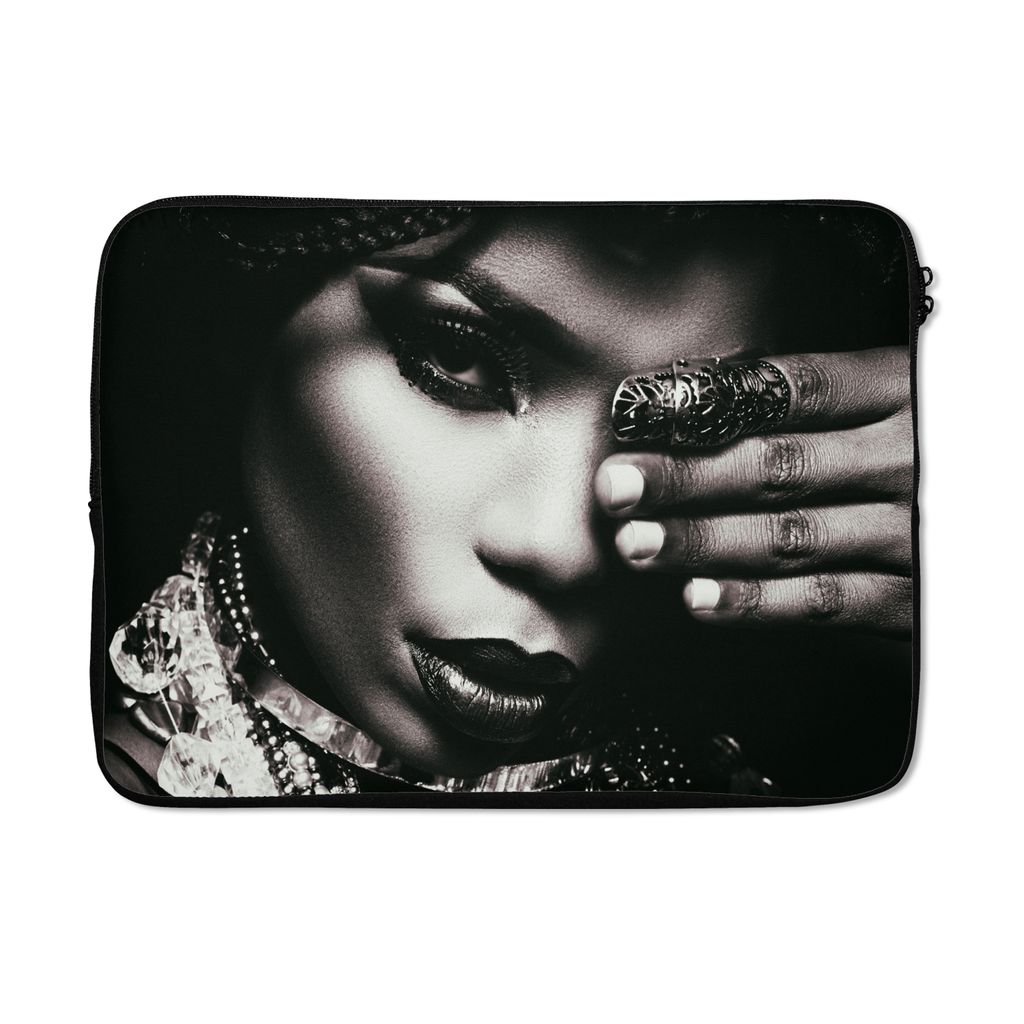 MuchoWow Laptop Hülle 13 Zoll Frau - Schmuck - Ring - Make up - Schwarz - Weiß - Kette Laptoptasche - Laptophülle - Sleeve - Rundumschutz