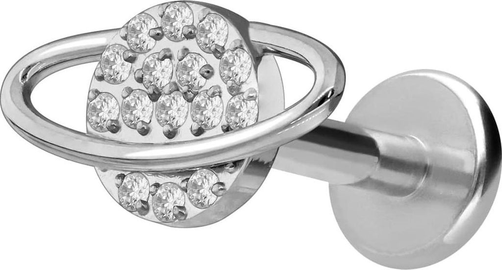 Ohrpiercing, Nasenpiercing Titan Labret mit Innengewinde KRISTALLPLANET Silber Stablänge: 10mm | Stabstärke: 1,6mm