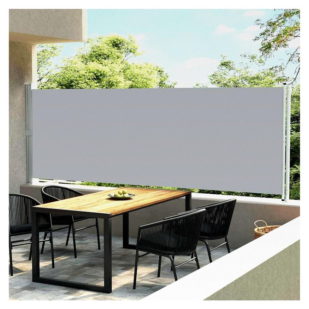 Ausziehbare Seitenmarkise 600x160 cm Grau, Wasserdichte Markise für Balkon, Terrasse, Wohnmobil und Garten