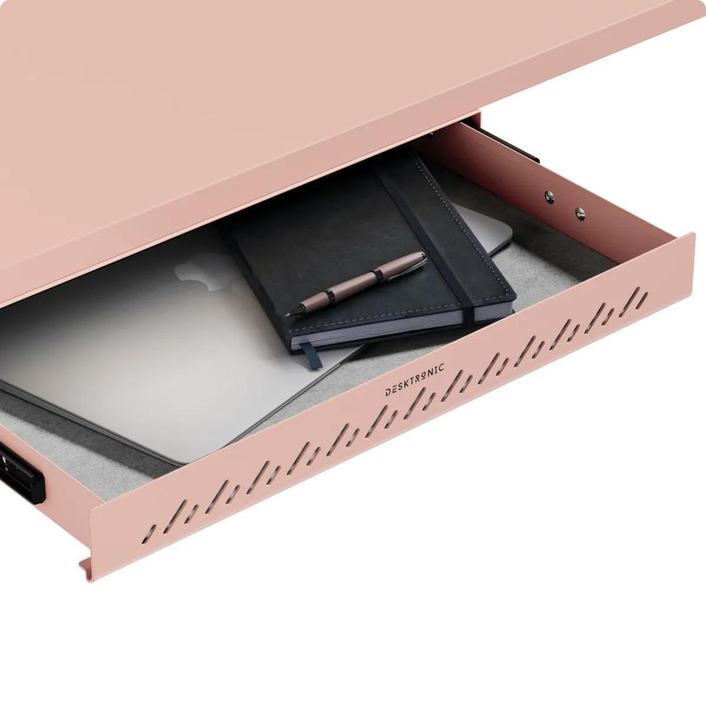 Schubladen-Organizer unter dem Schreibtisch, 41x27x5cm, Hochwertiger Stahl, Ausziehbarer Platzsparer Rosa