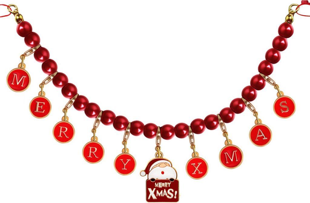 Weihnachtsperlengirlande „Frohe Weihnachten“, Wimpelgirlande, Vintage-Emaille-Perlendekoration für den Heimbaumschmuck