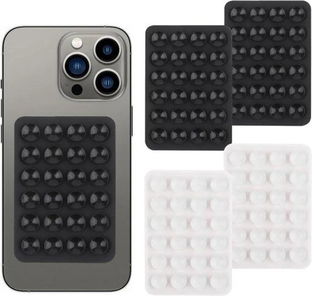 Support téléphone portable à ventouse noir et blanc - Lot de 4 pièces