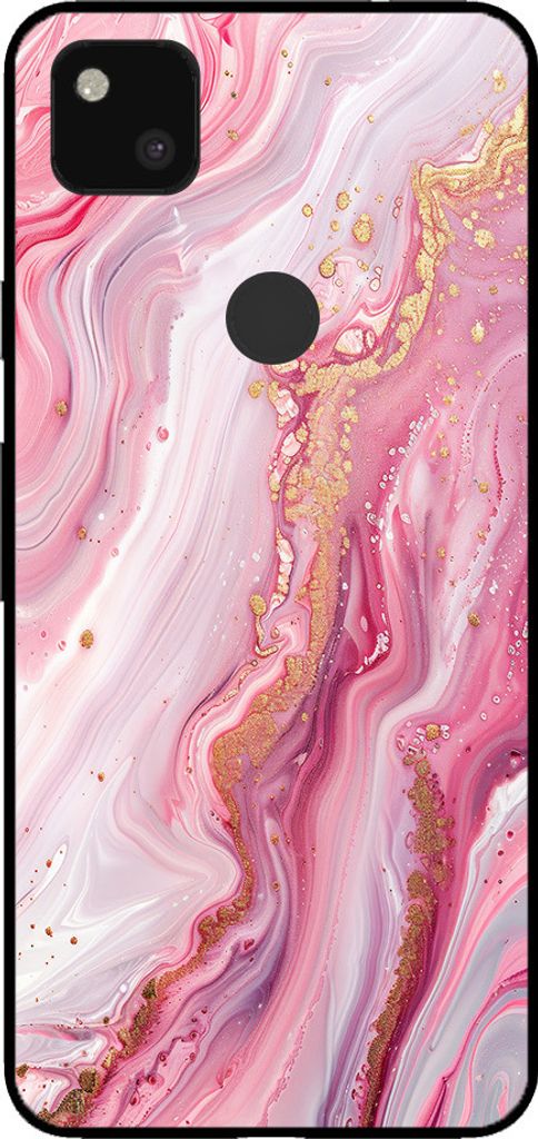 Handyhülle für Google Pixel 4A mit Marmordruck - TPU Backcover Case Marble Design - Rosa