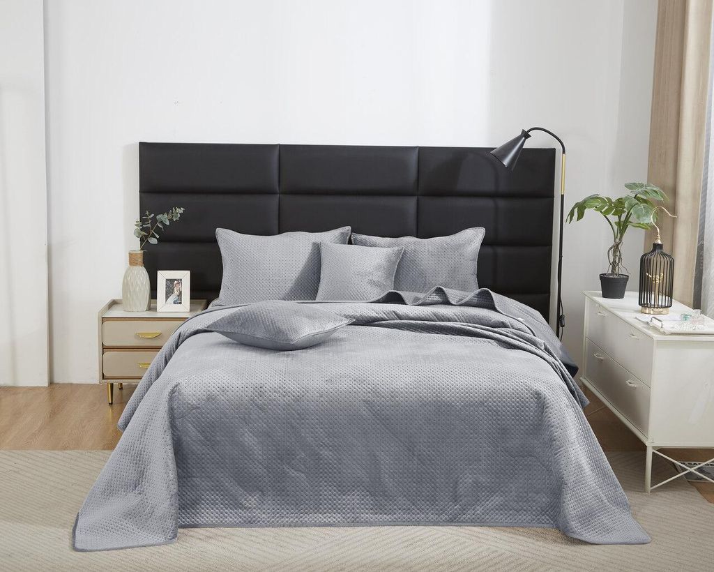 Gesteppte Tagesdecke VELVET KAPA DECKE 140x200 MAYA GRAU Produktbild 