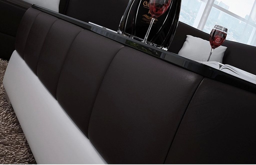 Designer Couchtisch Polster Tisch Leder Glas Moderner Tisch Glastische