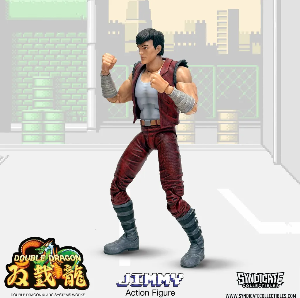 Figurine d'action articulée Jimmy Double Dragon 18 cm Style Retro