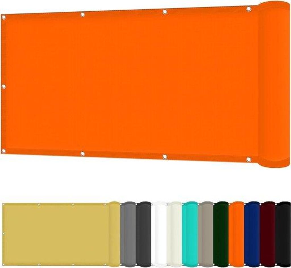 Luftschutzscheibe - Balkonschutz - Außenraum schützen - wasserfest Polyester - 45x350cm - Orange