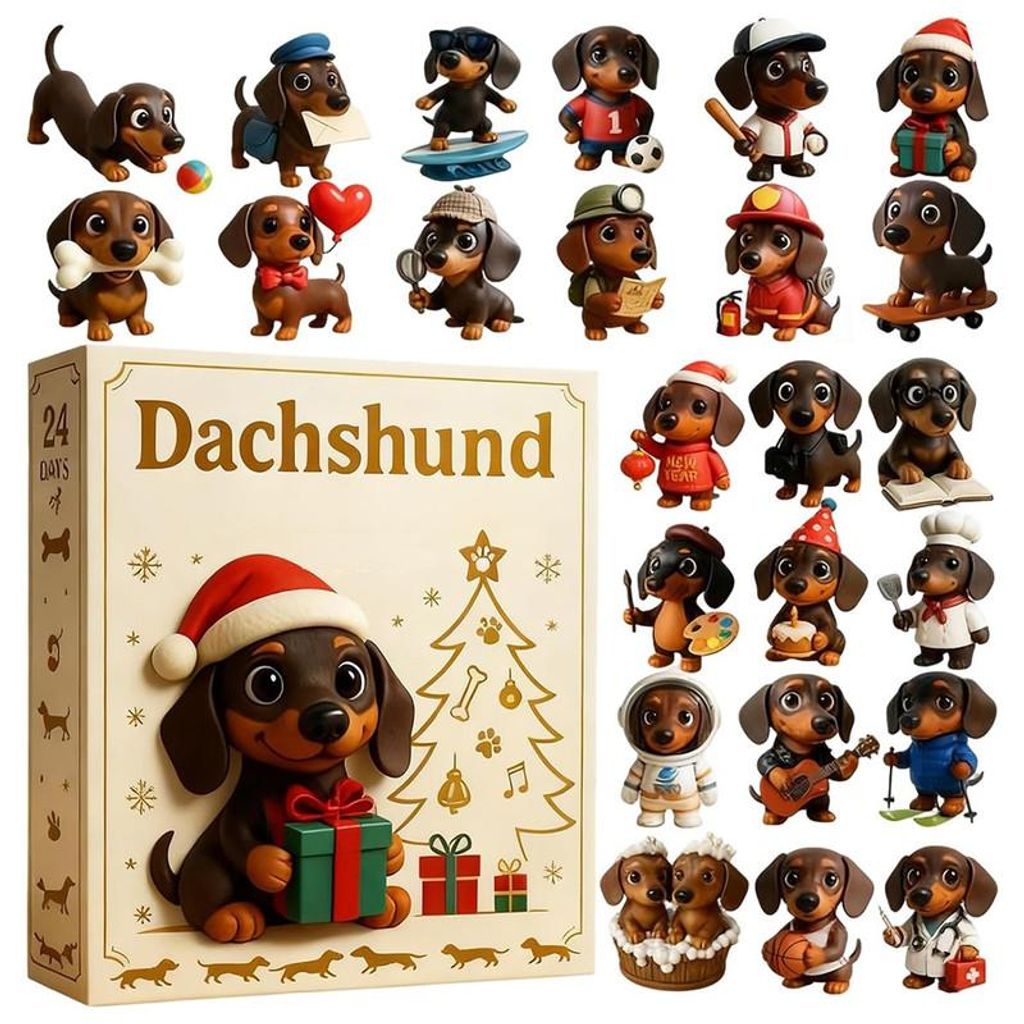 Dackel Adventskalender 24 Tage, Weihnachtskalender mit Produktbild 