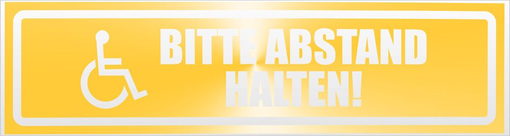 Bitte Abstand halten! Motiv 1 invertiert Magnetschild Schild magnetisch - 45cm Gelb - reflektierend - Magnetfolie für Auto PKW Kfz