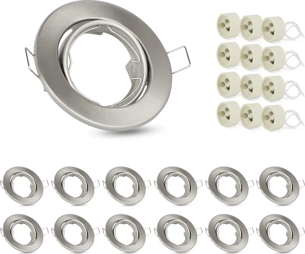 Spots de Plafond Encastrables GU10 en Inox pour Ampoules LED - 12pcs