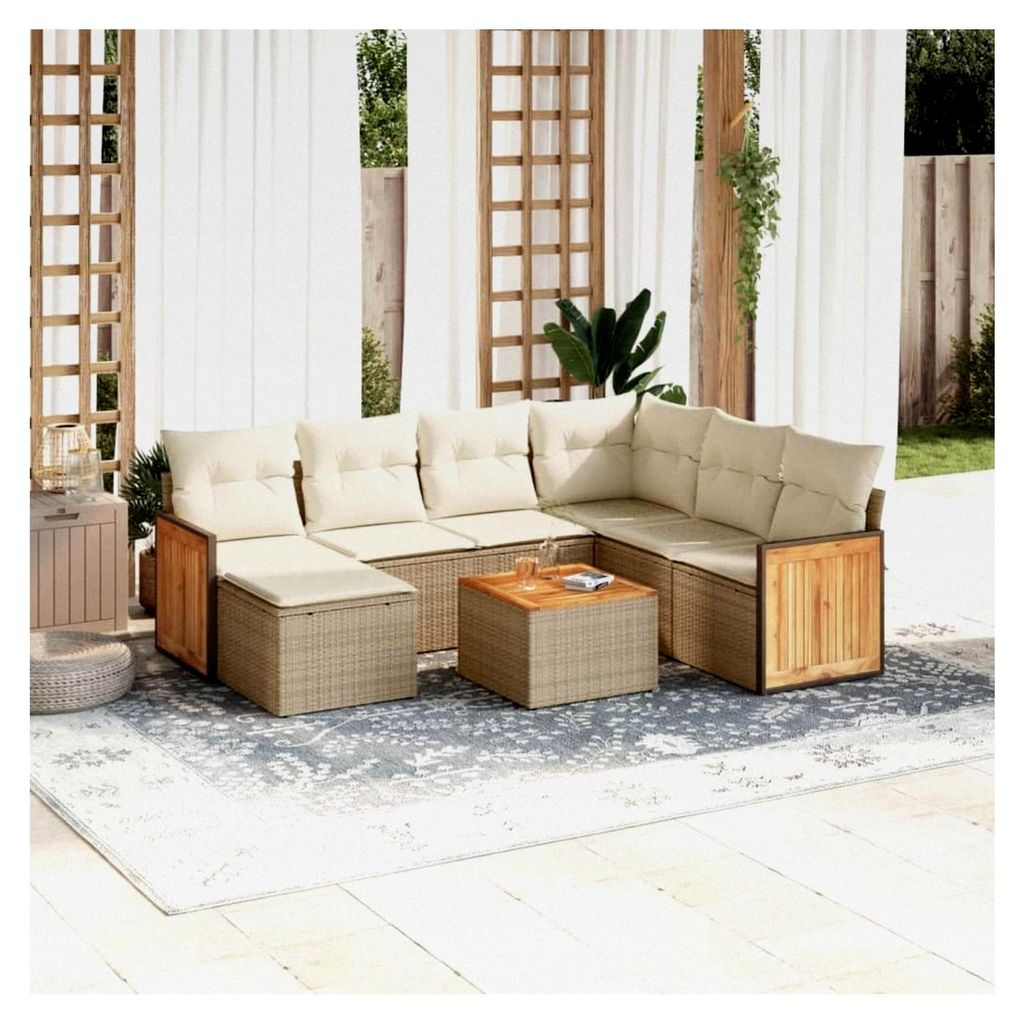 Gartenlounge Set, Gartensessel mit gepolsterten Kissen, modulares Design, Poly Rattan, Sitzgruppe mit Kissen für Garten, Terrasse, Balkon