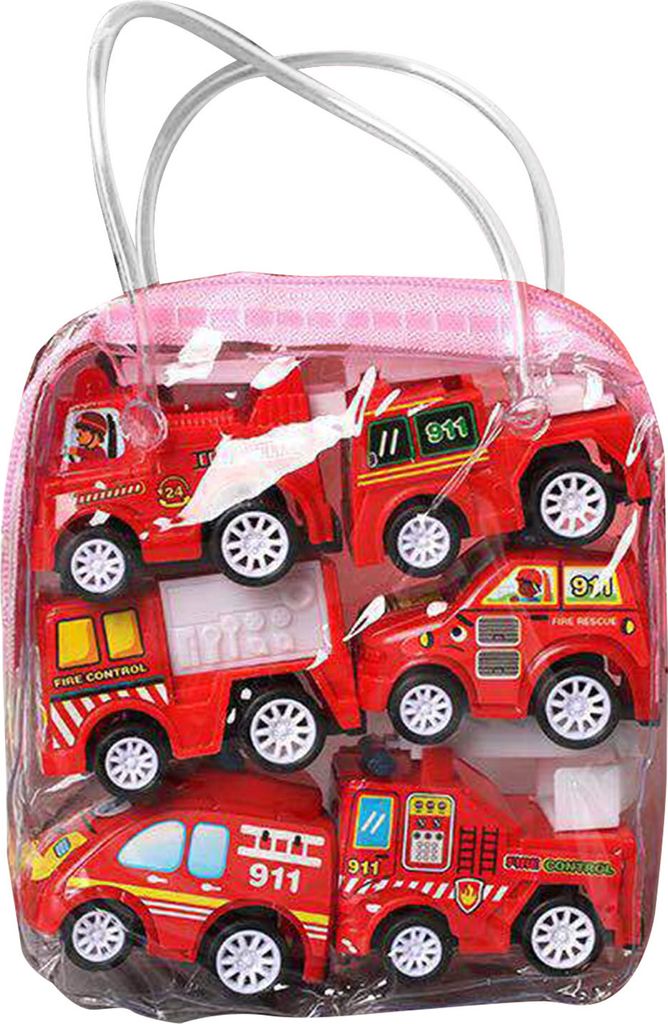 6pcs Back Back Toy Car Kit Eamelled Anti Shock Play Set für Kinder Kleinkinder Kinder Feuerkämpfe Feuerwehrwagen