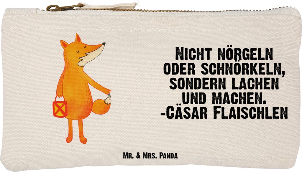 Mr. & Mrs. Panda kosmetiktäschchen Fuchs Laterne Größe S Klein - Weiß - Geschenk, Pouch, Waschtasche, Kulturtasche, Kosmetiktasche, Stoffbeutel...