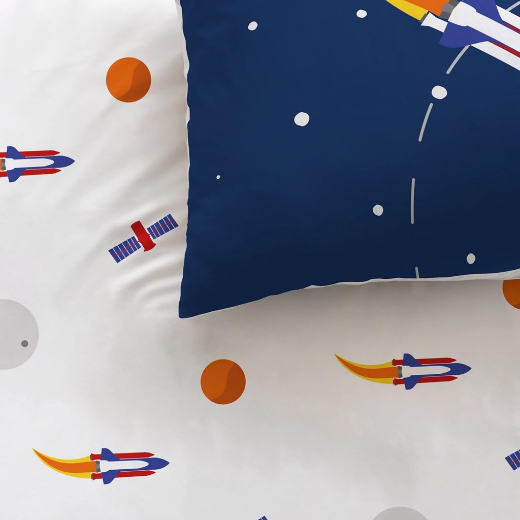 Weltall, Rakete, Planeten Bettwäsche Set 135x200 + 80x80 Produktbild 6